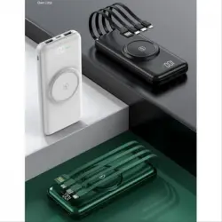 Batería Externa Power Bank De 20000mah Con Cargador Inalámbrico Qi Y Cables Incorporados Micro Usb,usb-c,usb Y Lightning Blanco Smartek