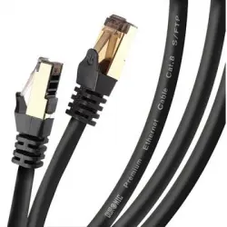 Duronic Black 10m Cat8 Cable De Ethernet|trenzado De Los Pares Interno Y Conectores Rj45|ancho De Banda De Hasta 2ghz/2000mhz|color Negro Y Acabado