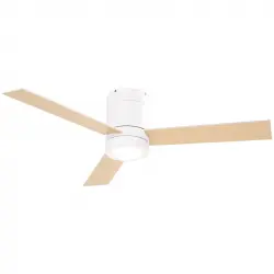 Homcom Ventilador de Techo con Luz y Mando 48W 112cm 3 Aspas Blanco/Madera