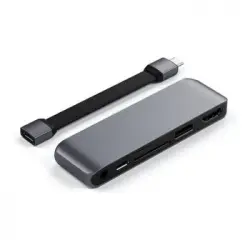 Hub Para Ipad Usb C A Hdmi, Usb, Usb-c 60w, Tarjetas, Toma Jack Satechi Gris