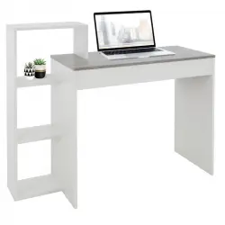ML-Desing Escritorio con Estantes Mesa De Trabajo 110x72x40cm Blanco/Gris