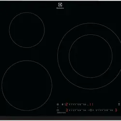 Placa de inducción - Electrolux LIT60342, 3 zonas, Zona grande 28 cm, Biselada, 60 Negro