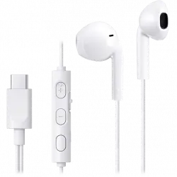 Auriculares de botón - JVC HA-FR17UC, USB-C, Cable 1.2 m, Micrófono integrado, Blanco