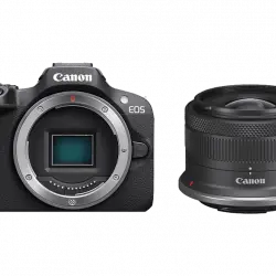 Cámara EVIL - Canon EOS R100/RF-S 18-45MMIS STM, CMOS AF de Doble píxel, 24.1 megapixel, 7.62 cm, Video 4K, Wi-Fi, Negro