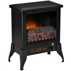 Chimenea Eléctrica De Metal Vidrio Homcom 37x22,8x45,8 Cm-negro