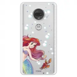 Funda Oficial Disney Sirenita Y Sebastián Transparente Para Motorola Moto G7 - La Sirenita