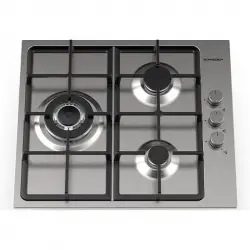 Schneider SCTG631EX1/1 Placa de Gas Natural 60cm 2 Fogones + 1 Wok Acero Inoxidable