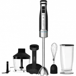 Batidora de mano - Cecotec Powergear 1500 XL MASH PRO, 800 ml, W, Barillas, Picadora, Pasapurés, Negro