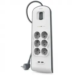 Belkin BSV604VF2M Regleta 6 Tomas + 2 USB con Protección