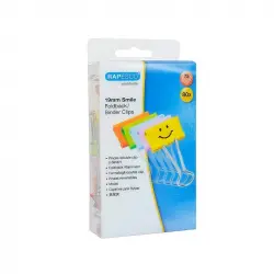 Pinza Metalica Rapesco Reversible 19 Mm Sonrisas Colores Surtidos Cajita De 80 Unidades