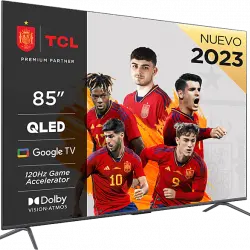 TV QLED 85" - TCL 85C645, UHD 4K, Quad Core, Smart TV, Dolby Atmos, Brushed titanium metal front