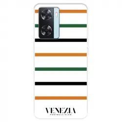 Funda Para Oppo A57s Del Venezia Football Club Fondo Blanco Rayas - Licencia Oficial Venezia Football Club