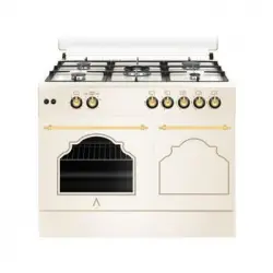 Alpha Cocina De Gas Vulcano Cream-90pb. Portabombonas, Ventilador, Corte De Gas Seguro Y Temporizador. **alta Gama**