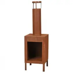 Chimenea Con Tubo Y Asas Color Óxido 100 Cm Progarden