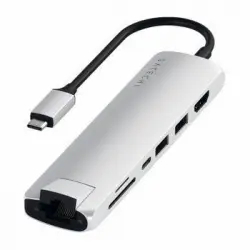 Hub Usb C A Ethernet, Hdmi 4k, Usb C, 2 Usb, Lector Tarjeta Satechi Plateado