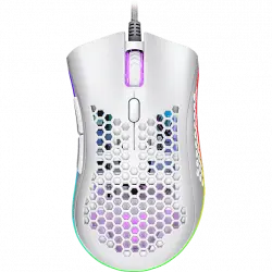 Ratón gaming - ISY IGM-4500-WT, Por cable, Iluminación LED RGB, 7200 ppp, Ultraligero, Blanco