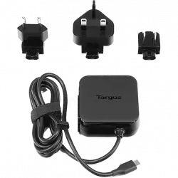 Cargador para portátil - Targus APA95EU, Universal, 45W, USB C, 3 clavijas, Negro