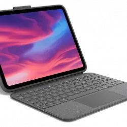 Funda con teclado - Logitech Combo Touch para iPad (10.ª generación), Cuatro modos de uso, Teclas acceso directo, Teclado retroiluminado, Gris