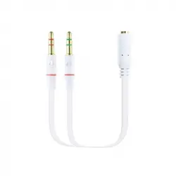 Nanocable Cable Audio Jack 3.5 a 2xJack 3.5 Macho/Hembra 20cm Blanco