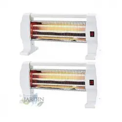 Pack 2 X Estufa De Cuarzo Suelo, 3 Ajustes De Temperatura 400w - 800w - 1200w