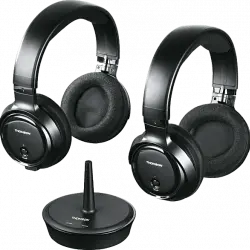 Auriculares inalámbricos - Thomson WHP 3203 D, De diadema, Con/ sin cable, Hasta 8 horas, Negro