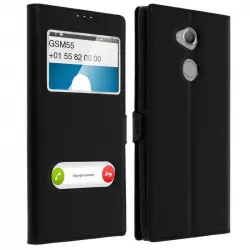 Avizar Funda Libro con Doble Ventana Negra para Sony Xperia XA2 Ultra