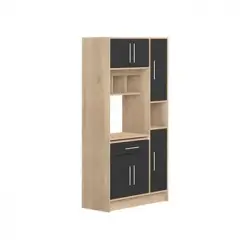 Aparador De Cocina Mady 1 Cajón 91x40x180 Cm Color Negro, Color Natural Claro Venta-unica