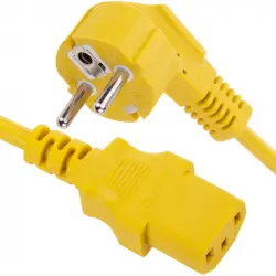 Bematik Cable Eléctrico de Alimentación IEC60320 C13 a Schuko Macho Acodado 1.8m Amarillo