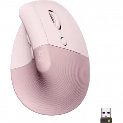 Ratón - Logitech Lift Vertical Ergonómico, Inalámbrico, 4000 ppp, Rosa