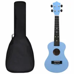 Set De Ukelele Soprano Con Funda Para Niños Azul Bebé 23" Vidaxl