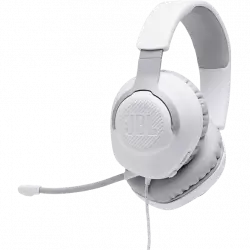 Auriculares gaming - JBL Quantum 100, De diadema, Con cable, Multiplataforma, Micrófono extraíble, Blanco