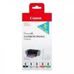 Canon ChromaLife100 CLI-8 Multipack Original Negro/Cian Foto/Magenta Foto/Rojo/Verde