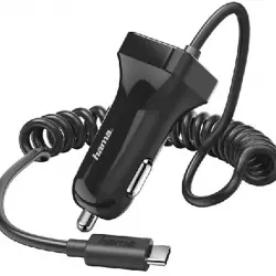 Cargador - Hama, Para coche, USB tipo C, 2.4 A, Negro