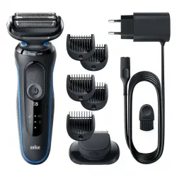Braun - Series 5 51-B1500s Afeitadora Eléctrica EasyClean, Uso En Seco Y En Mojado, Con Recortadora De Barba, Azul
