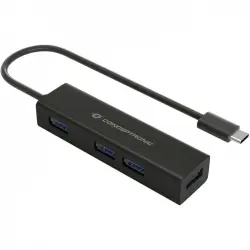 Conceptronic HUBBIES07B Hub 4x USB 3.0 Aluminio Negro