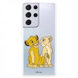 Funda Oficial de Disney Simba y Nala Silueta El Rey León para Samsung Galaxy S21 Ultra