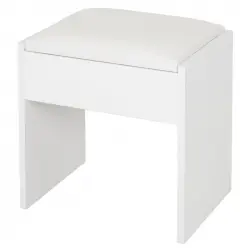 Taburete De Maquillaje Blanco, 40x43x29,5 Cm, De Aglomerado