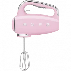 Amasadora de mano - Smeg HMF01PKEU 50' Style, Eléctrica, 250 W, 9 Velocidades, Función turbo, LED, Rosa