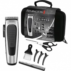 Cortapelos - Remington Stylist Classic Edition HC450, Corte 3-25 mm, 14 accesorios, Cuchillas Inox, Plata