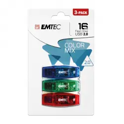 EMTEC - Pack 3 Pendrives C410 Color Mix USB 2.0 16 GB