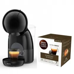 Krups Piccolo XS Cafetera Dolce Gusto Negro/Gris + Dolce Gusto Espresso Intenso 16 Cápsulas de Café