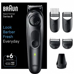 Barbero - Braun Series 5 BT5450, Recortadora De Barba, 40 Ajustes de longitud, accesorios, 100 min autonomía