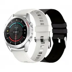 Dcu Tecnologic| Smartwatch Elegance | Con 2 Correas Piel Negra/silicona Blanca