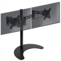 Duronic Dm35d2 Bk Soporte Para 2 Monitores De 13 A 27 Pulgadas - Monitor Pc Lcd Led|brazo De 43 Cm|base De Pie De Apoyo Fija - Giratorio E Inclinable