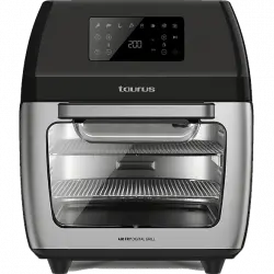 Freidora - Taurus AF1700DX, 1700 W, 12 l, 8 Programas, Puerta transparente, Circulación del aire 360º, Negro