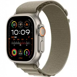 Apple Watch Ultra 2 (2023), GPS + Cellular, 49 mm, Caja de titanio, Gesto doble toque, Correa Alpine Loop en Talla M color Verde oliva