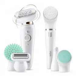 Braun - Silk-épil 9 Flex 9300 Set De Belleza, Depiladora Mujer Eléctrica Inalámbrica, Cabezal Flexible Para Depilar Fácil, Antideslizante, Blanco/Dorado