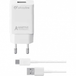 Cargador - CellularLine ACHSMKIT15WMUSBW, USB C, Universal, 15 W, 1 metro, Blanco