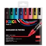 Estuche 8 rotuladores Uni-Ball Posca PC-5M 1,8-2,5 mm colores básicos