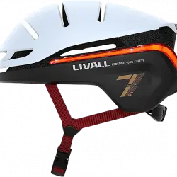 Casco - Livall EVO21, M (54-58 cm), Para patinete y bici, SOS, Luz de posición freno, Iluminación 360, Intermitentes Resistente a lluvia, Blanco